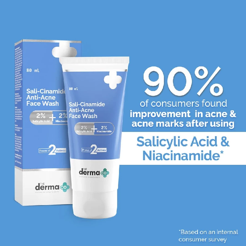 The Derma Co Sali-Cinamide Anti-Acne Face Wash with 2percent Salicylic Acid & 2percent Niacinamide, 80 ml-7.webp